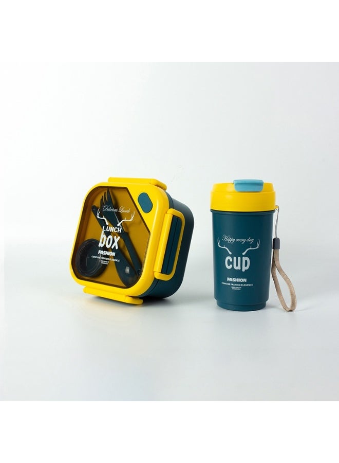 Mobcos Kids Sports Lunch Box and Water Bottle Combo Set For Kids &amp; Adults Premium Food-Grade PP Plastic Leakproof &Amp Spill Proof (Yellow) - Image 2